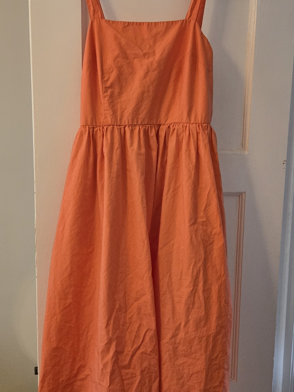 A New Day Orange Smocked 100% Cotton Midi Dress Size Small